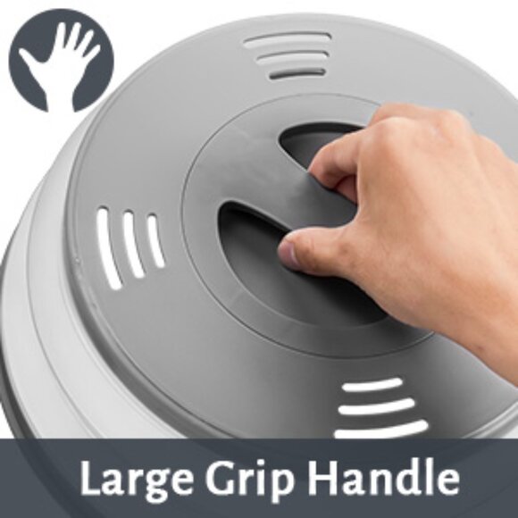 Collapsible Magnetic Microwave Cover 11–12 Inch with Handle, Grey Splatter Guard - Picture 2 of 11